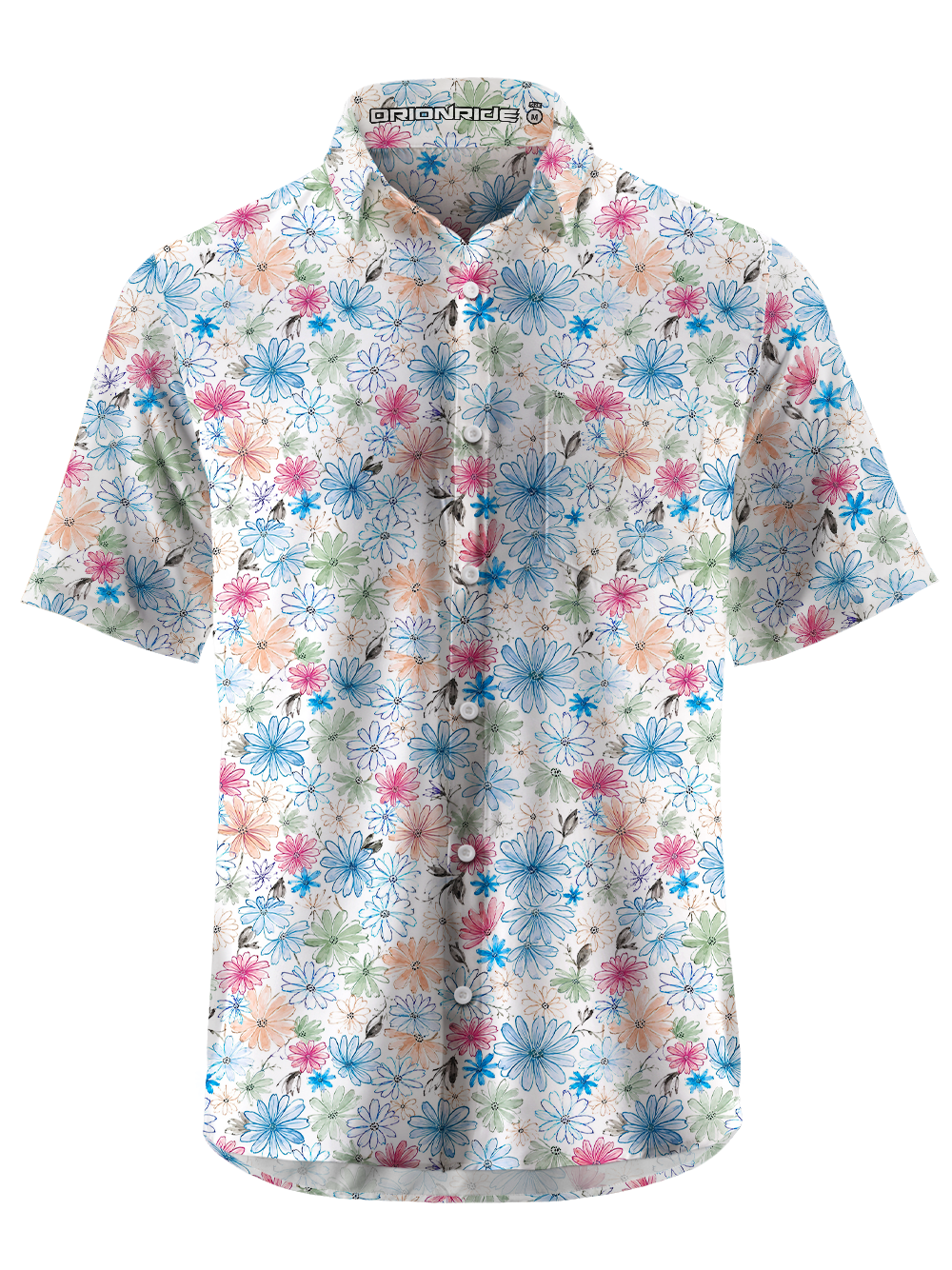 Orionride Wild Blossoms Zipper Pockets Ultra Lightweight Short Sleeves Gravel Shirt