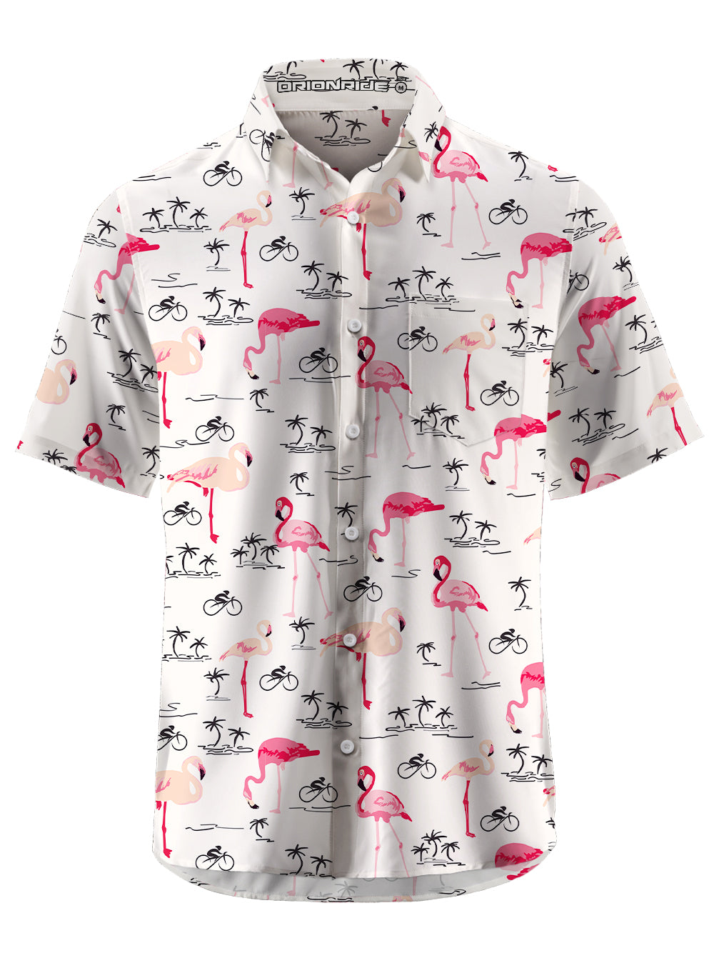 Orionride Pink Flamingo Zipper Pockets Ultra Lightweight Short Sleeves Gravel Shirt