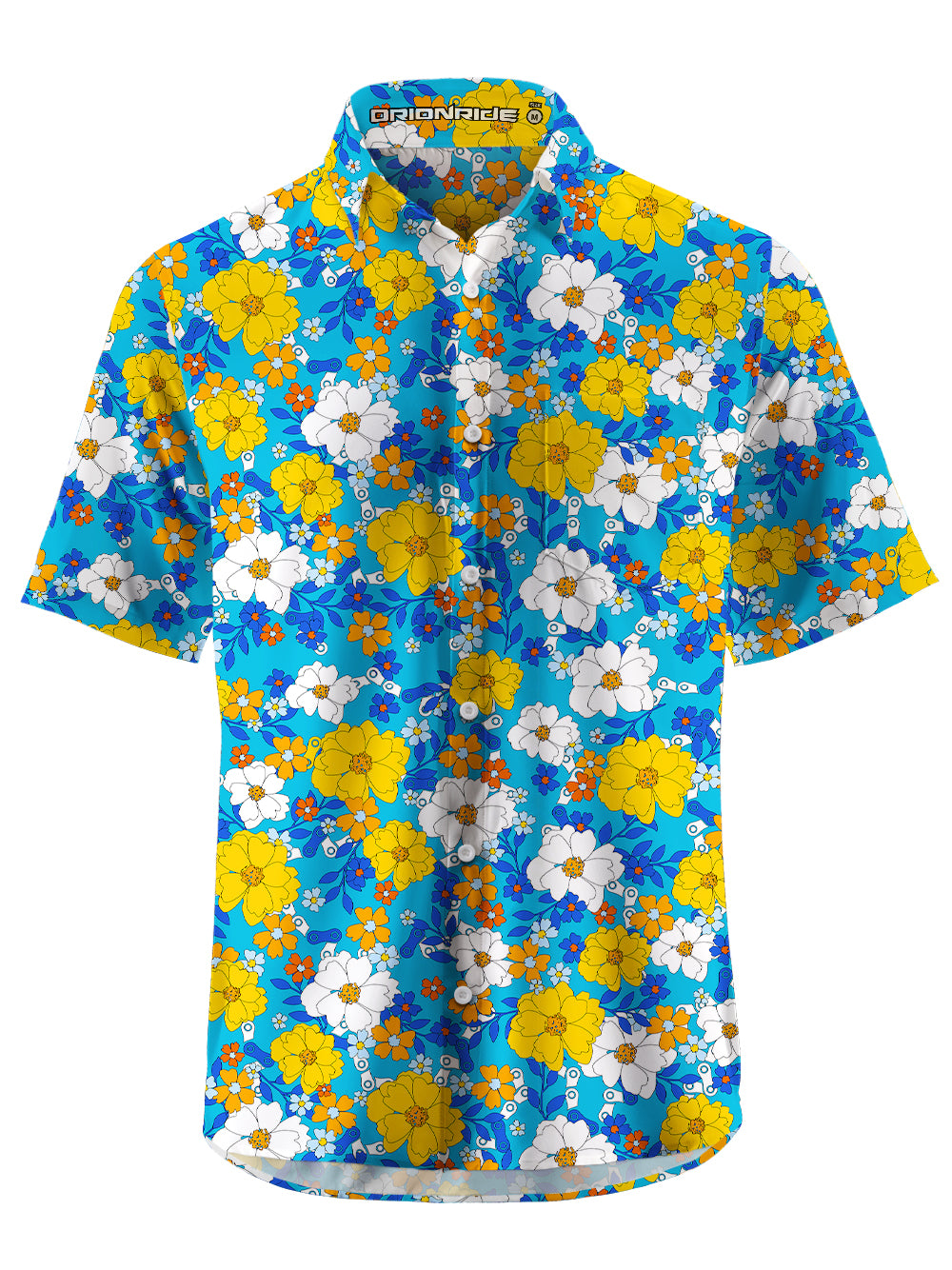Orionride Tropical Floral Chain Zipper Pockets Ultra Lightweight Short Sleeves Gravel Shirt