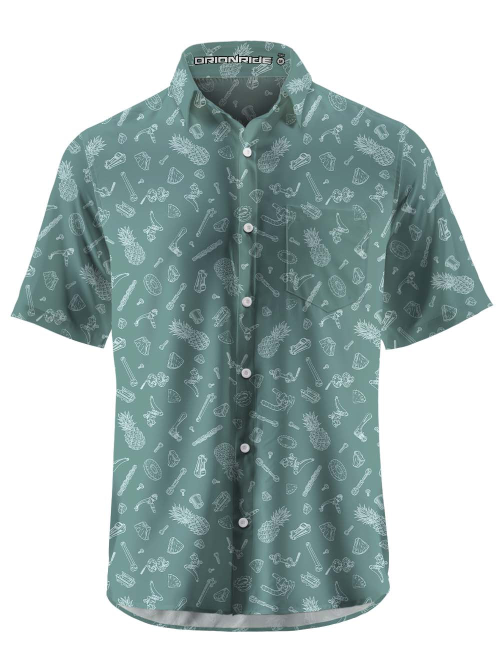 Orionride Pineapple Parts Zipper Pockets Ultra Lightweight Short Sleeves Gravel Shirt
