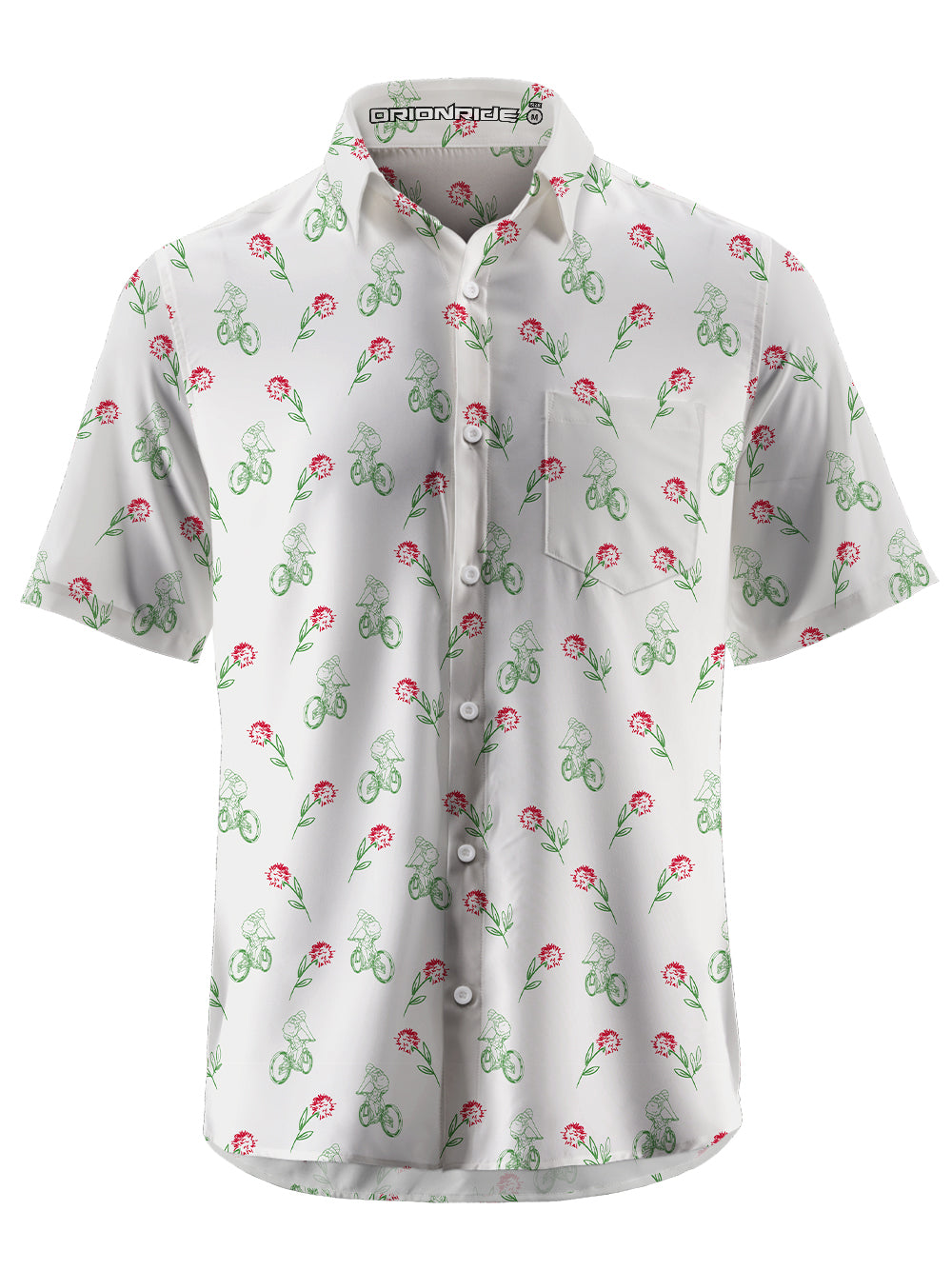 Orionride Clusters Of Flowers Zipper Pockets Ultra Lightweight Short Sleeves Gravel Shirt