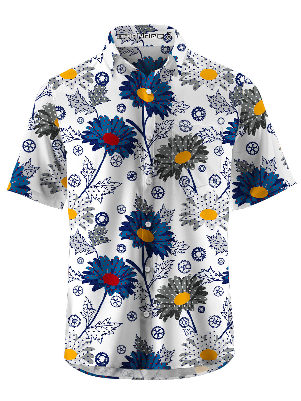 Orionride Wild Flowers Zipper Pockets Ultra Lightweight Short Sleeves Gravel Shirt