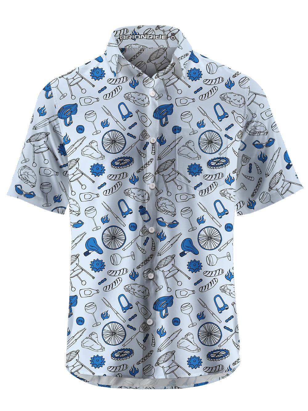 Orionride BBQ Steak Party Zipper Pockets Ultra Lightweight Short Sleeves Gravel Shirt