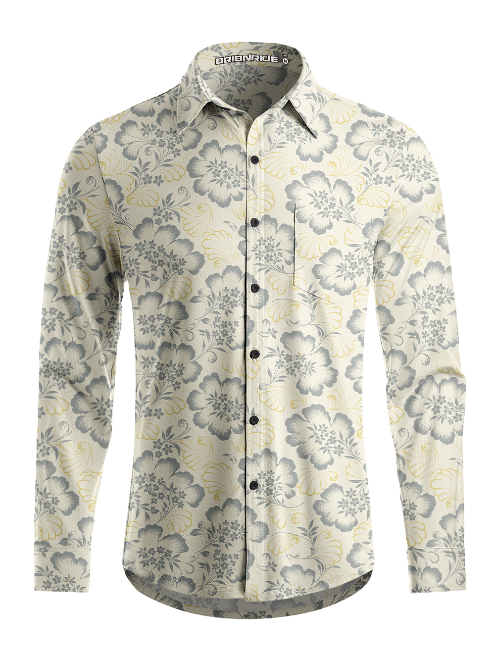 Orionride Floral Cadence Men's Stretchy Breathable Long Sleeve Gravel Shirt