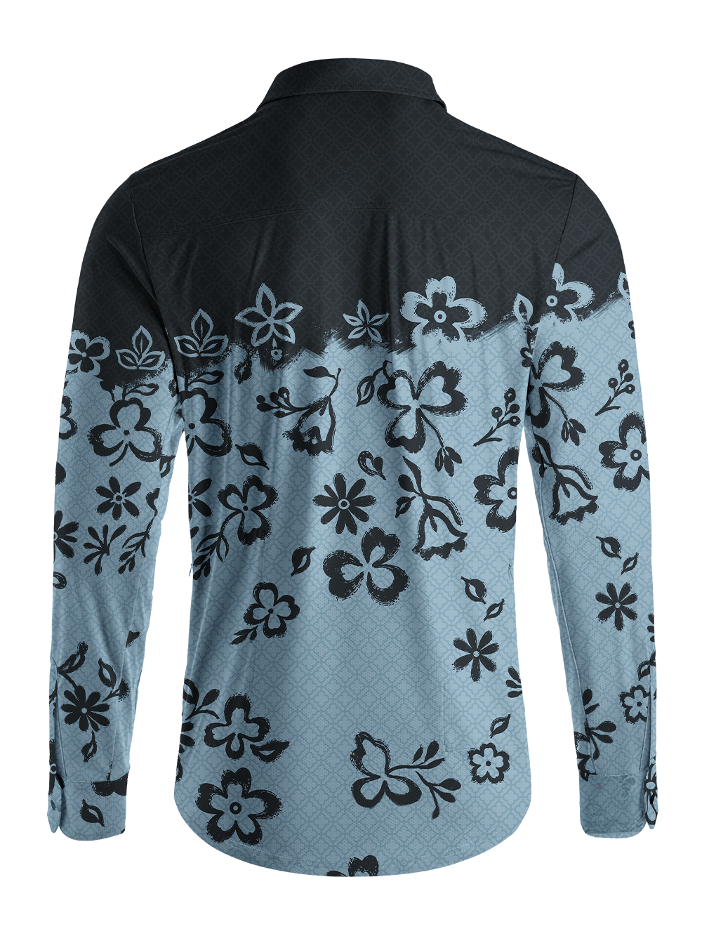 Orionride Frosted Ink Blooms Men's Stretchy Breathable Long Sleeve Gravel Shirt