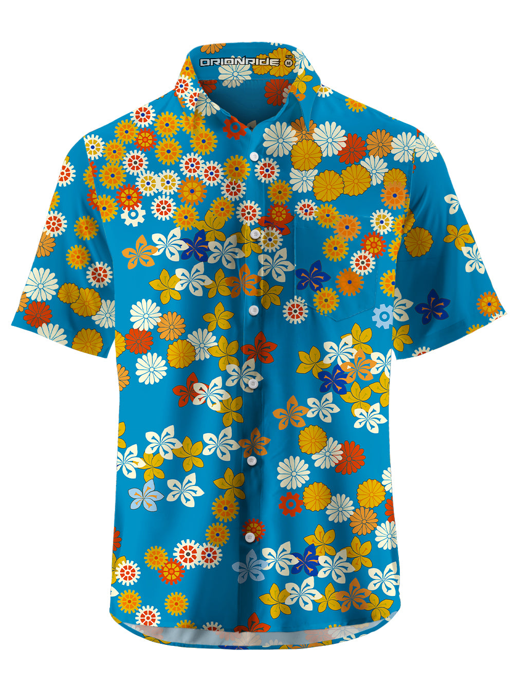 Orionride Charming Daisy Zipper Pockets Ultra Lightweight Short Sleeves Gravel Shirt