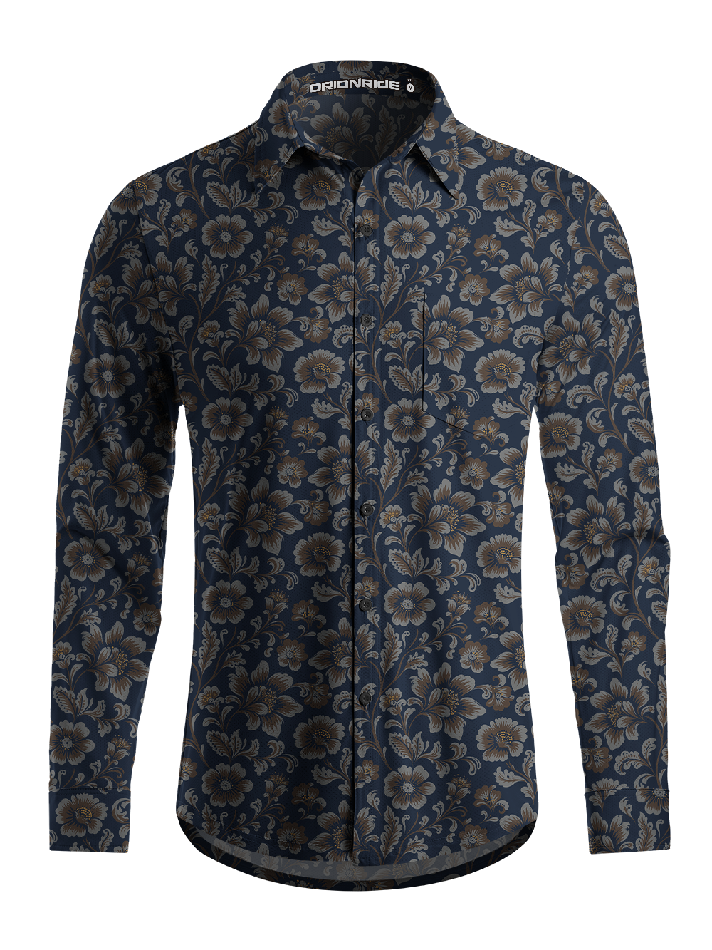 Orionride Vintage Florals Men's Stretchy Breathable Long Sleeve Gravel Shirt