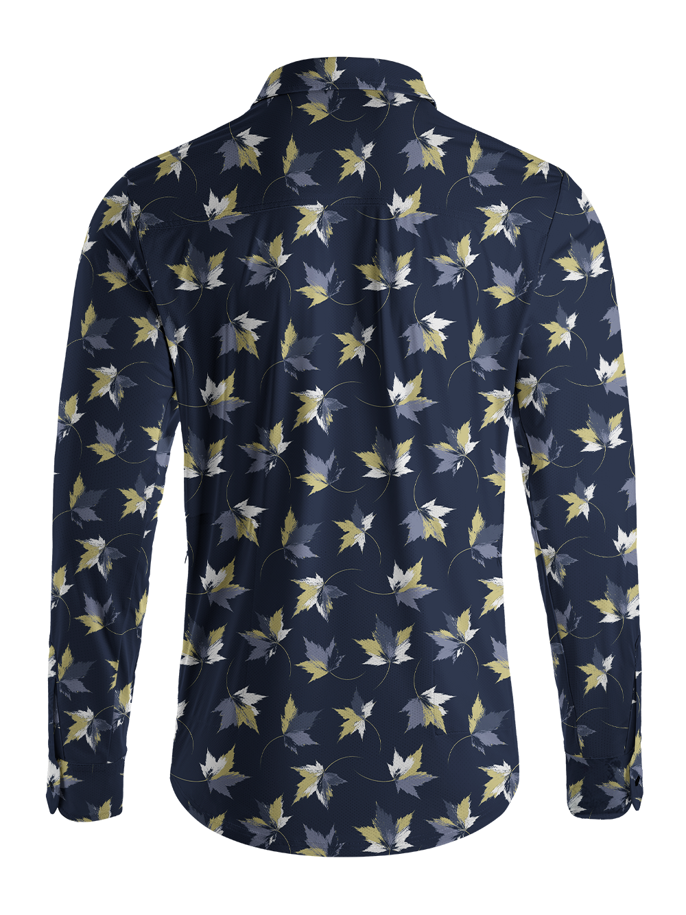 Orionride Dark Leaf Mosaic Men's Stretchy Breathable Long Sleeve Gravel Shirt