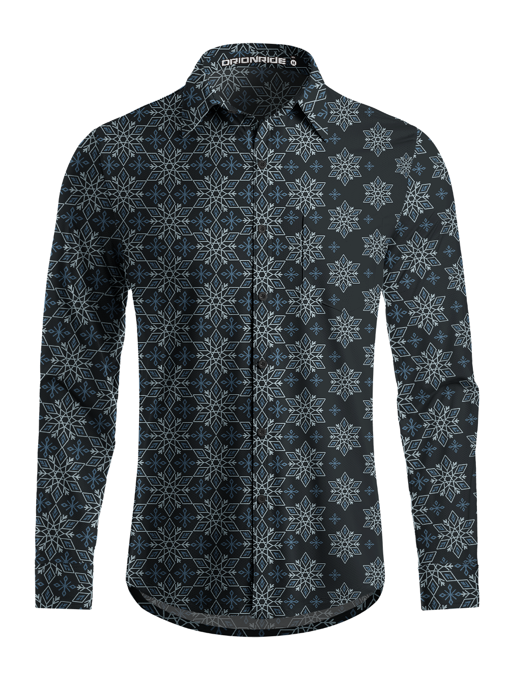 Orionride Dense Snowflakes Men's Stretchy Breathable Long Sleeve Gravel Shirt