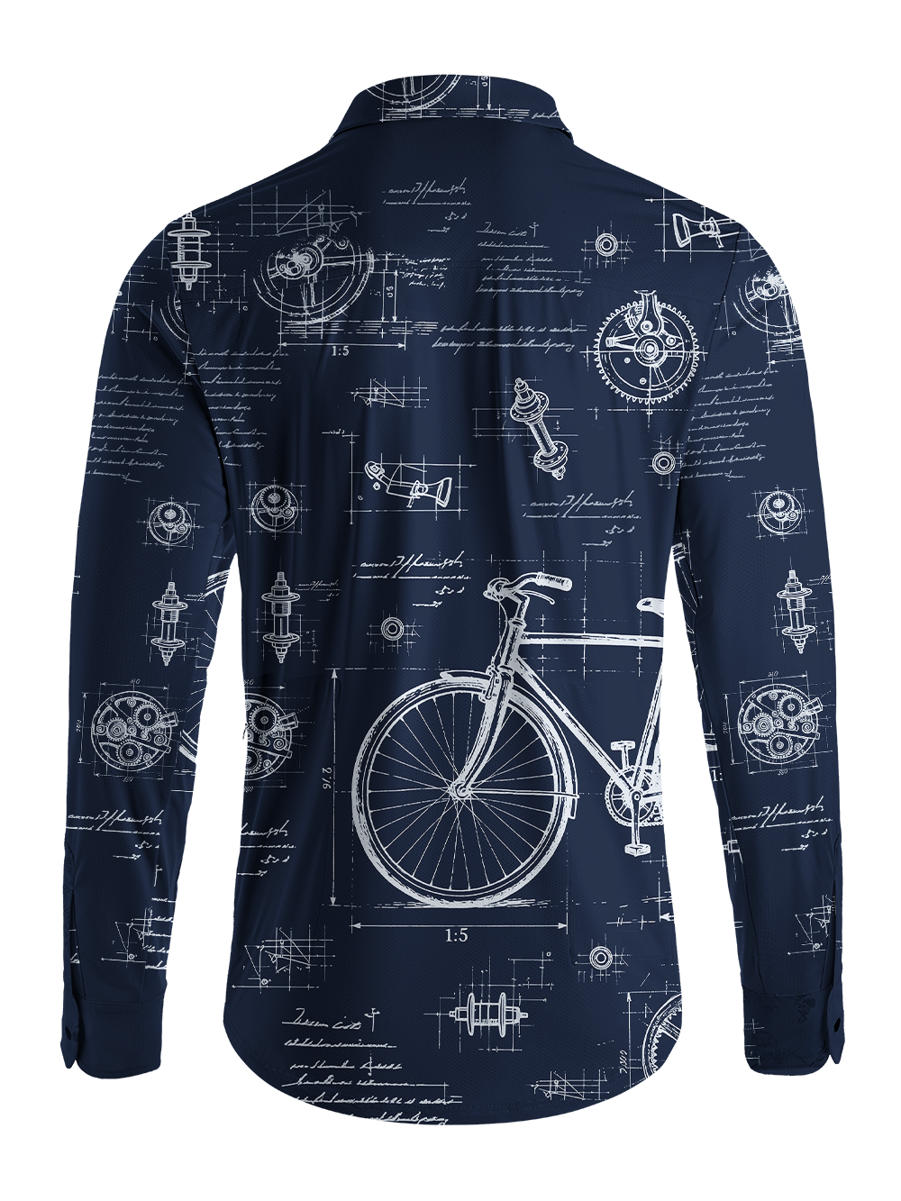 Orionride Bicycle Sketch Men's Stretchy Breathable Long Sleeve Gravel Shirt