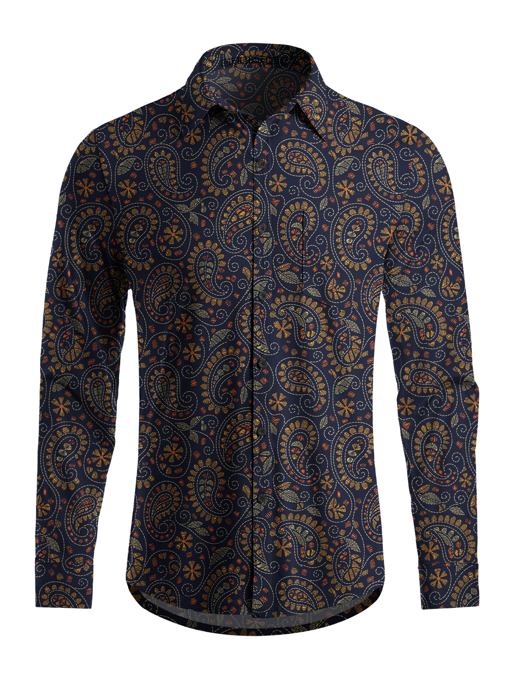 Orionride Paisley Night Men's Stretchy Breathable Long Sleeve Gravel Shirt