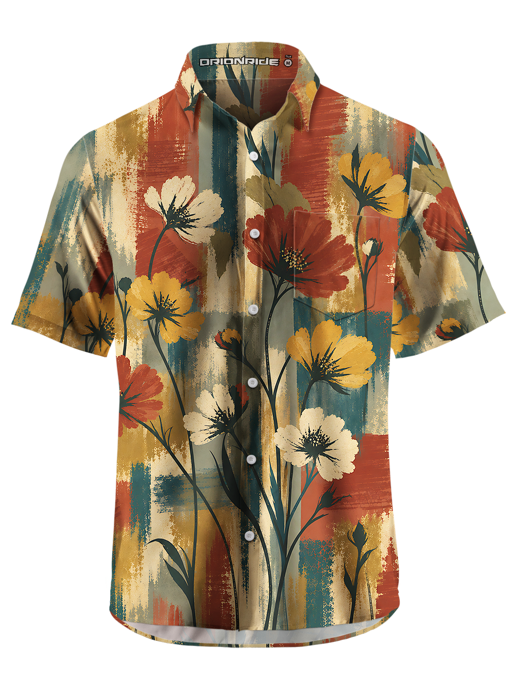 Orionride Brushstroke Garden Zipper Pockets Ultra Lightweight Short Sleeves Gravel Shirt