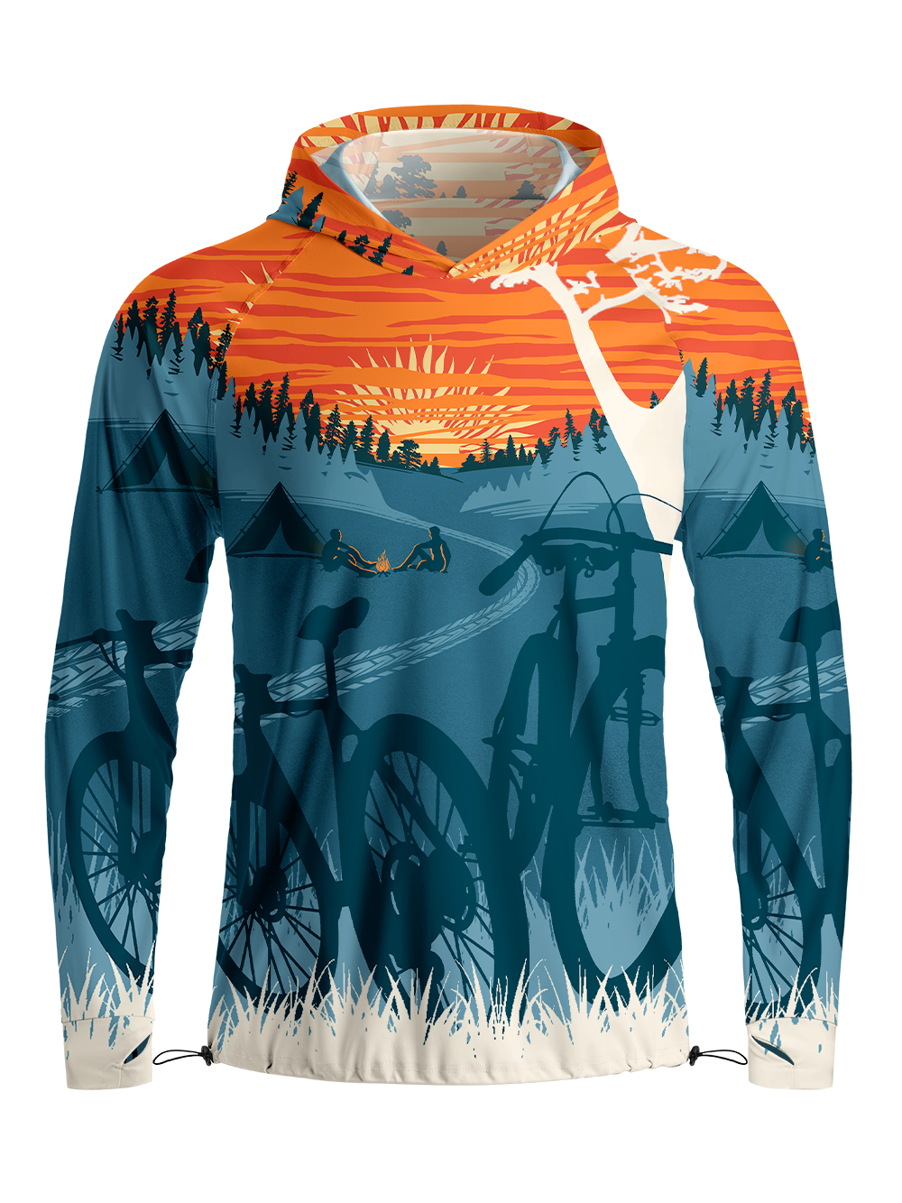 Orionride Sunset Camping Long Sleeve Cycling Hoodie Shirt
