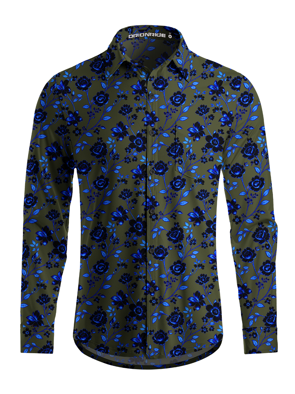 Orionride Fluorescent Flowers Men's Stretchy Breathable Long Sleeve Gravel Shirt