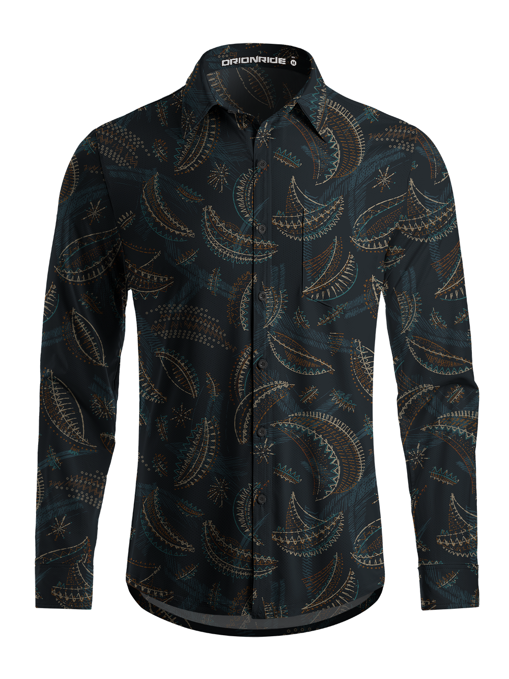Orionride Mechanical Tapestry Men's Stretchy Breathable Long Sleeve Gravel Shirt