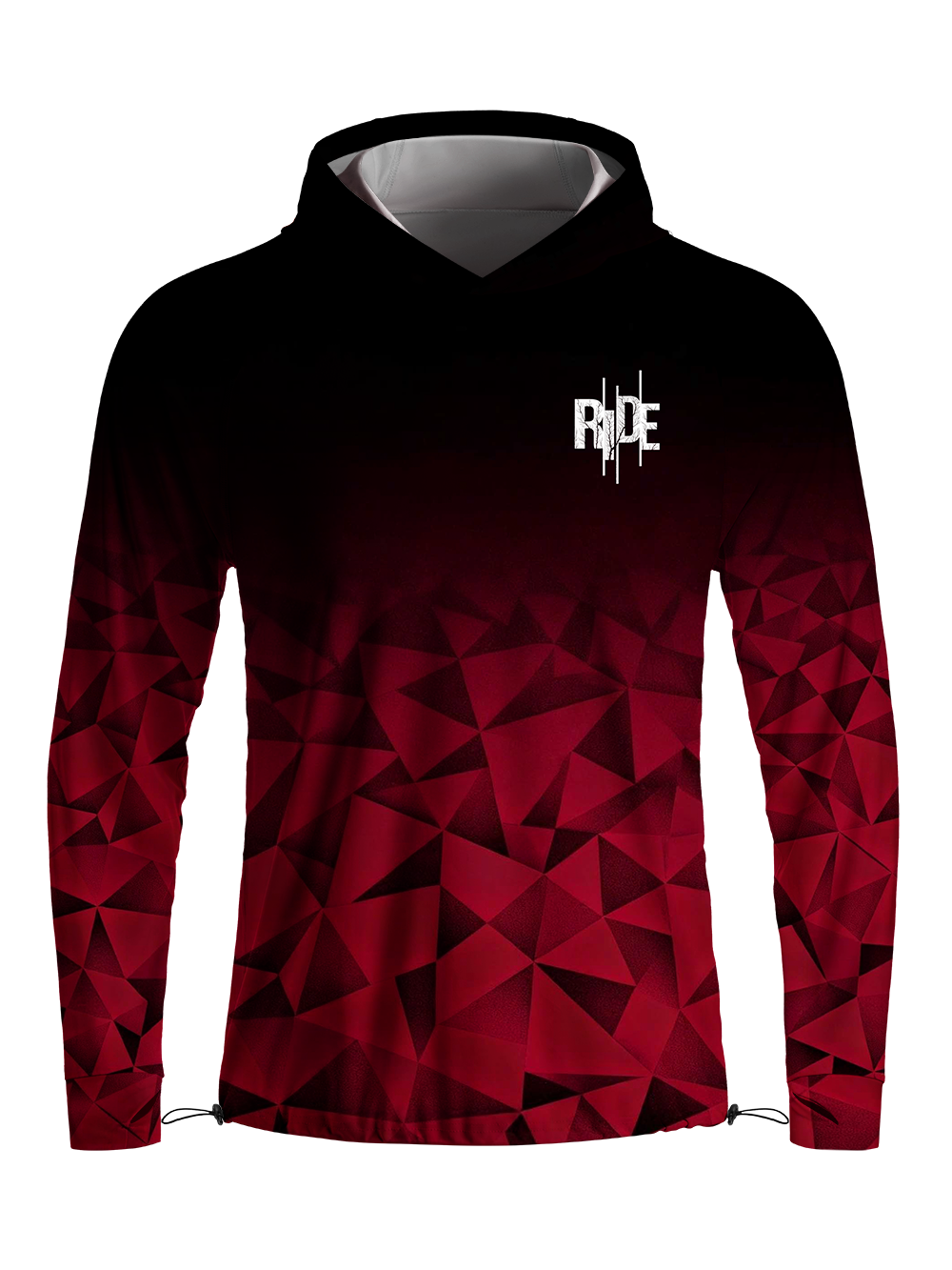 Orionride Red Gemstone Long Sleeve Cycling Hoodie Shirt