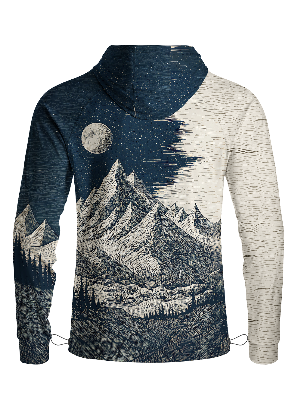 Orionride Mountains At Night Long Sleeve Cycling Hoodie Shirt