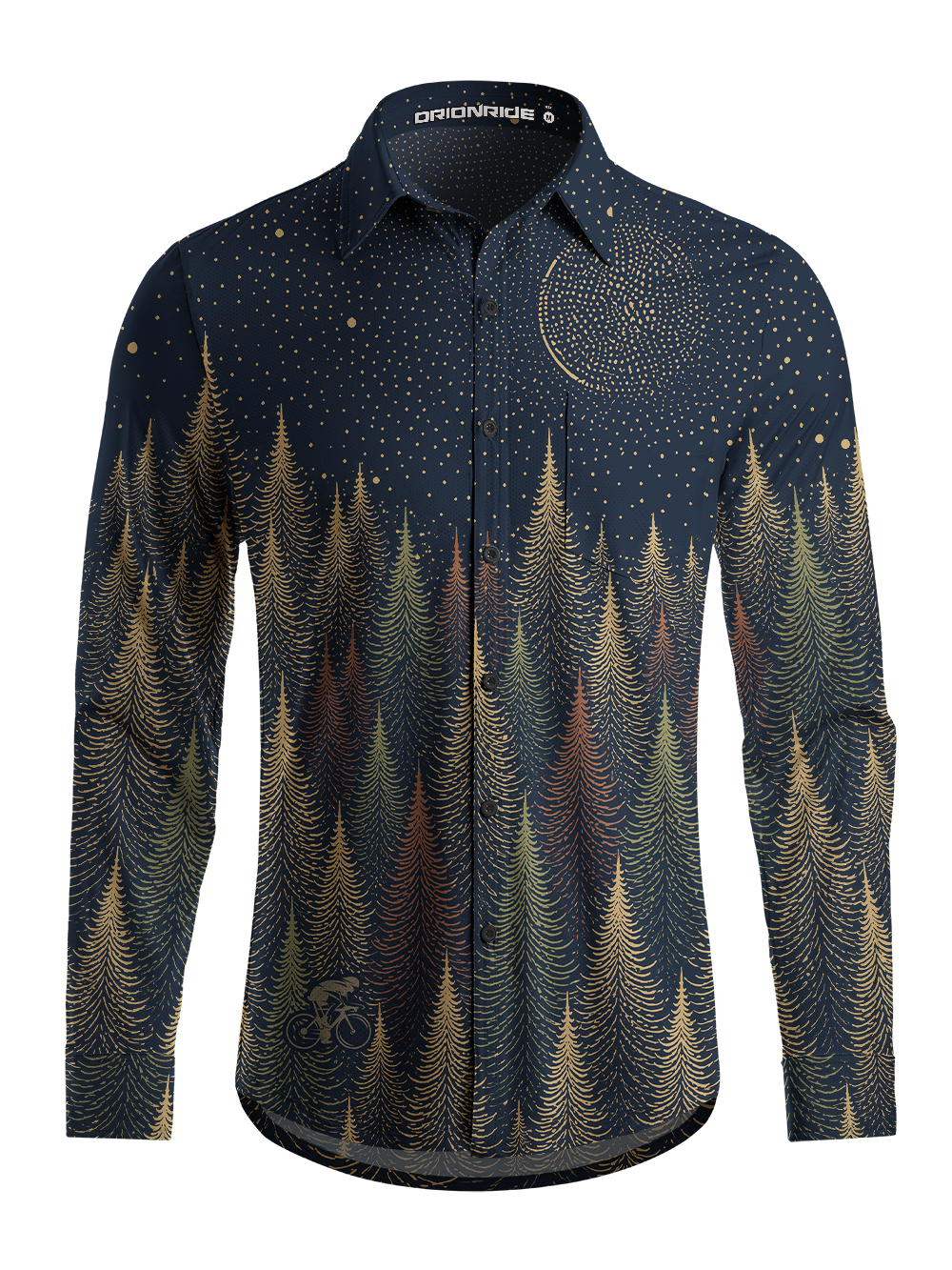 Orionride Gold Night Forest Men's Stretchy Breathable Long Sleeve Gravel Shirt