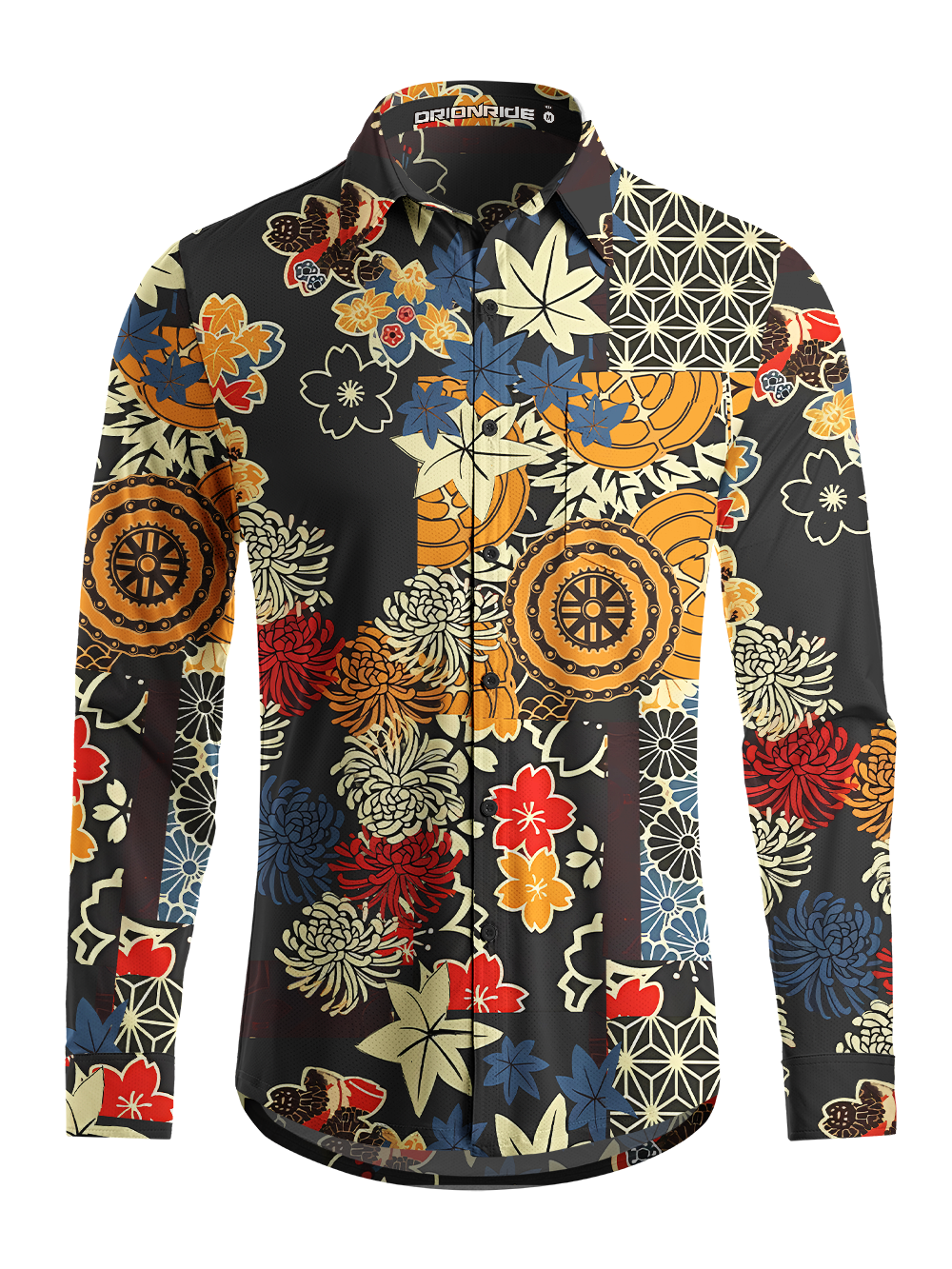 Orionride Unique Gear Flower Men's Stretchy Breathable Long Sleeve Gravel Shirt