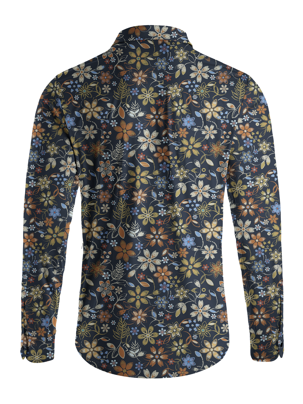 Orionride Embroidered Flower Men's Stretchy Breathable Long Sleeve Gravel Shirt