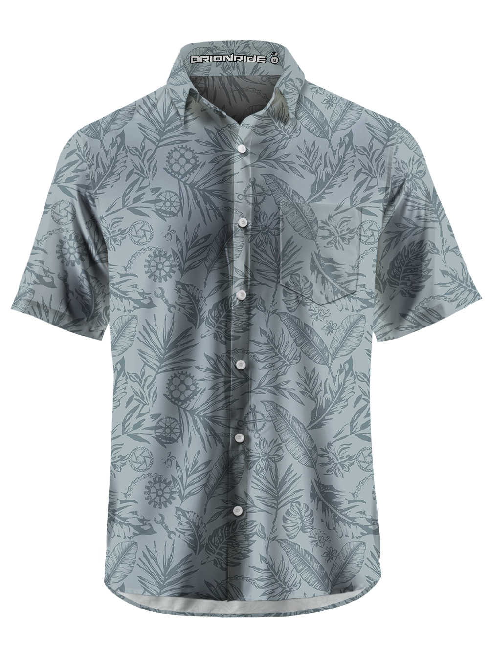 Orionride Leaves And Gears Zipper Pockets Ultra Lightweight Short Sleeves Gravel Shirt