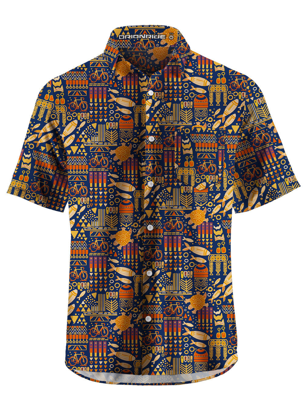 bicycle print dress shirt Men's fitted shirt with blue bike prints