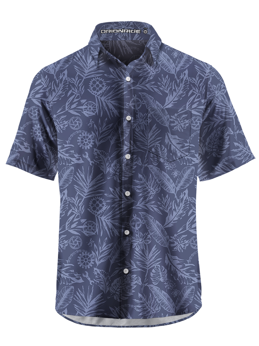Orionride Leaves And Gears Zipper Pockets Ultra Lightweight Short Sleeves Gravel Shirt
