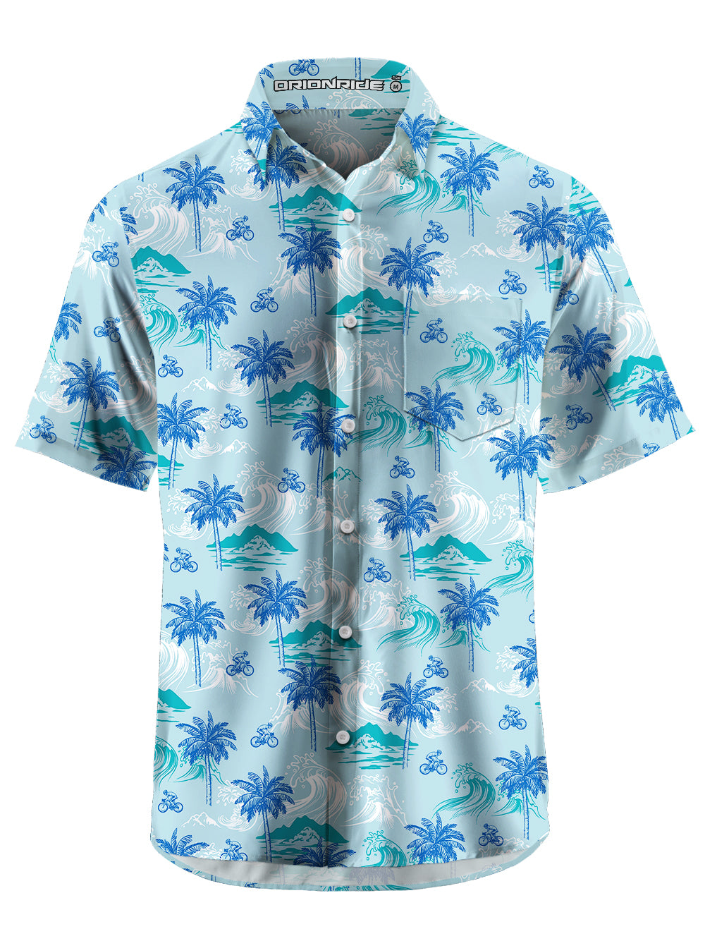 Orionride Wavy Coconut Tree Zipper Pockets Ultra Lightweight Short Sleeves Gravel Shirt