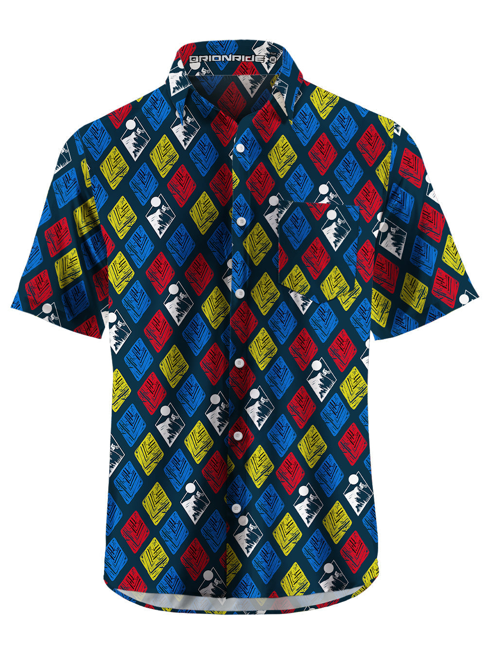 Orionride Artistic Diamond Grid Ultra Lightweight Short Sleeves Hawaiian shirt