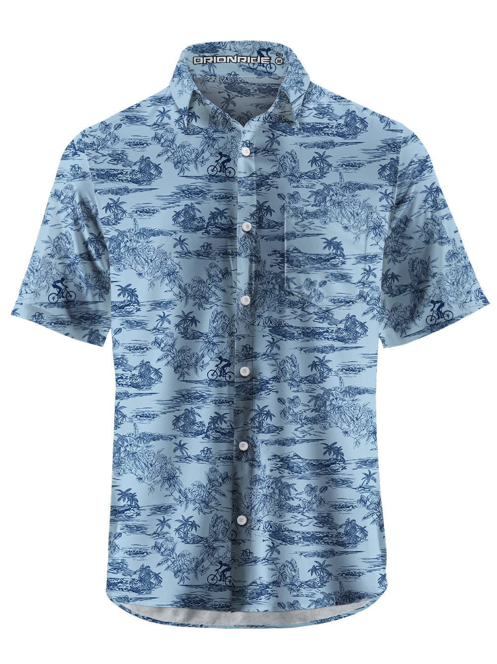 Orionride Short Sleeves Blue Island Zipper Pockets Ultra Lightweight Gravel Shirt