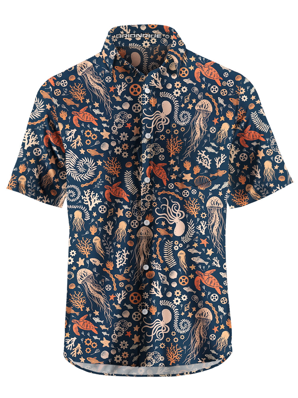 Orionride Ocean Paradise Zipper Pockets Ultra Lightweight Short Sleeves Gravel Shirt