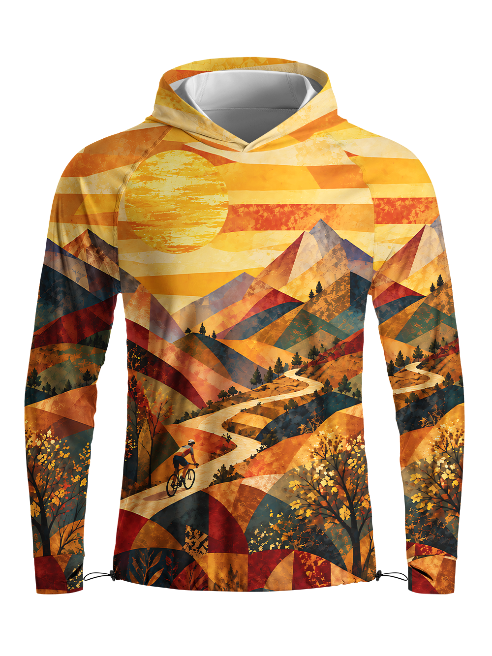 Orionride Paper Peaks Long Sleeve Cycling Hoodie Shirt