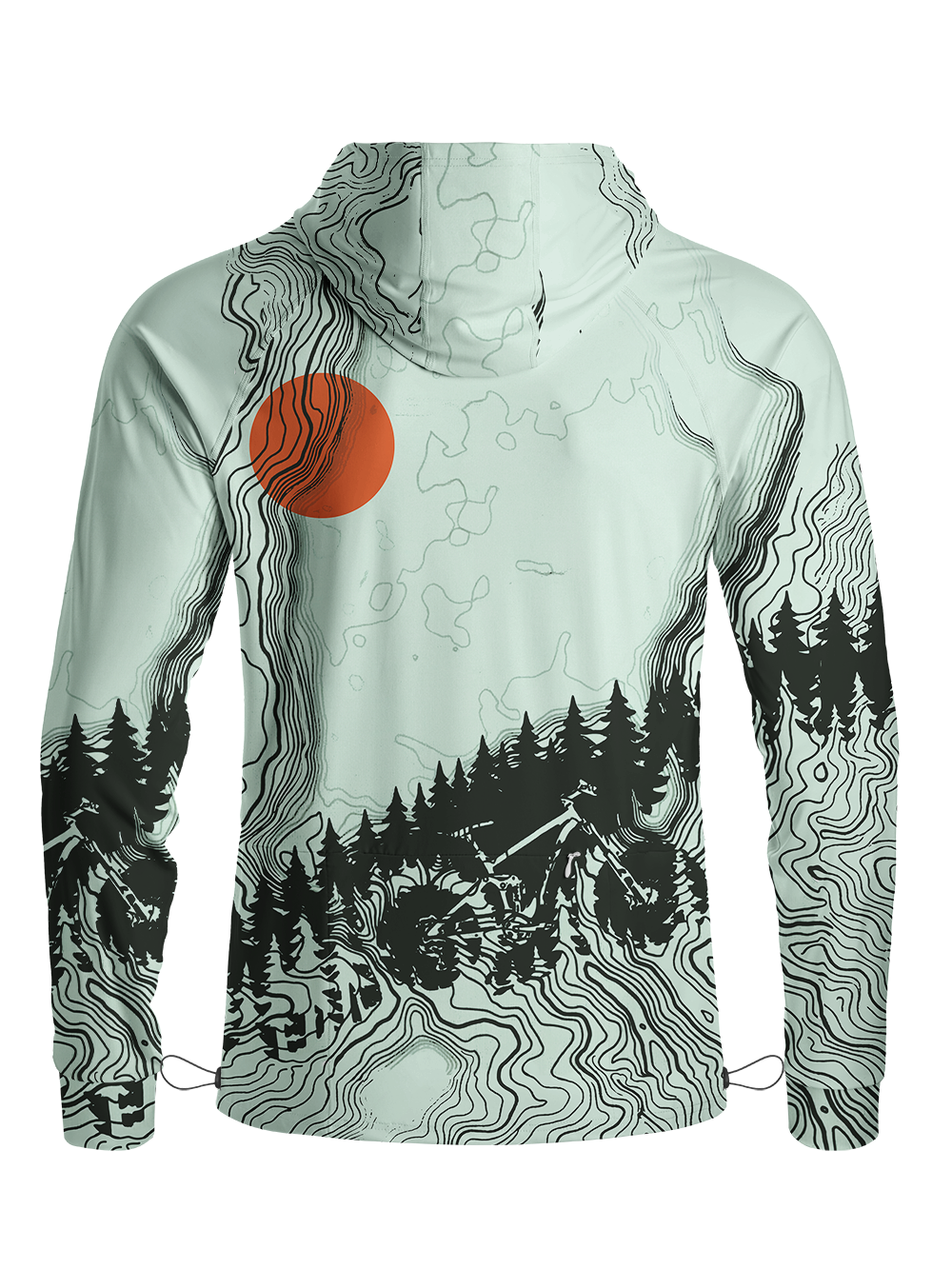 Orionride Sunrise Contour Lines Long Sleeve Cycling Hoodie Shirt