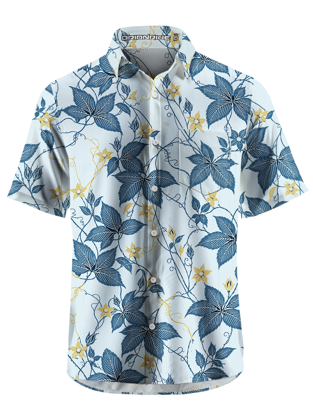 Orionride Botanical Etch Zipper Pockets Ultra Lightweight Short Sleeves Gravel Shirt