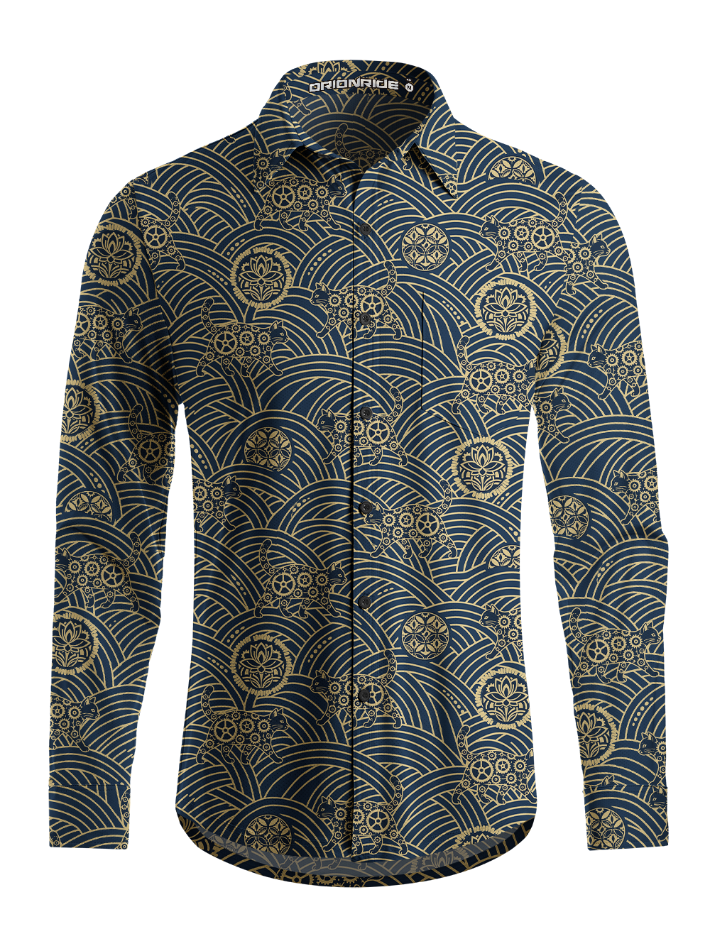 Orionride Textured Cat Men's Stretchy Breathable Long Sleeve Gravel Shirt