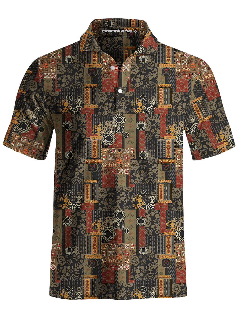 Orionride Retro Gear Flower Men's Polo Shirt