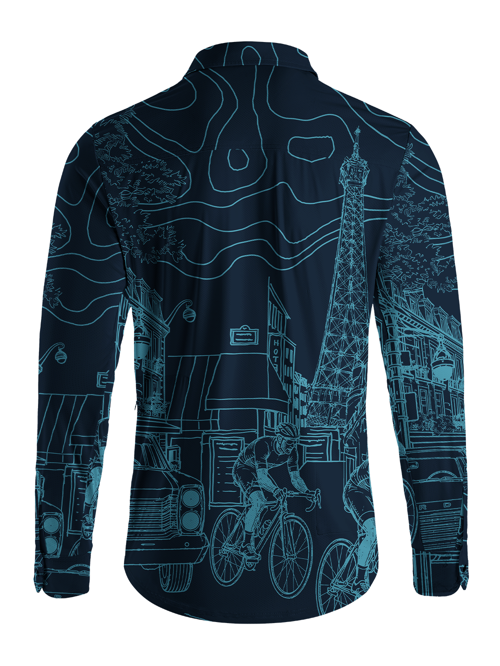 Orionride Urban Blueprint Men's Stretchy Breathable Long Sleeve Gravel Shirt