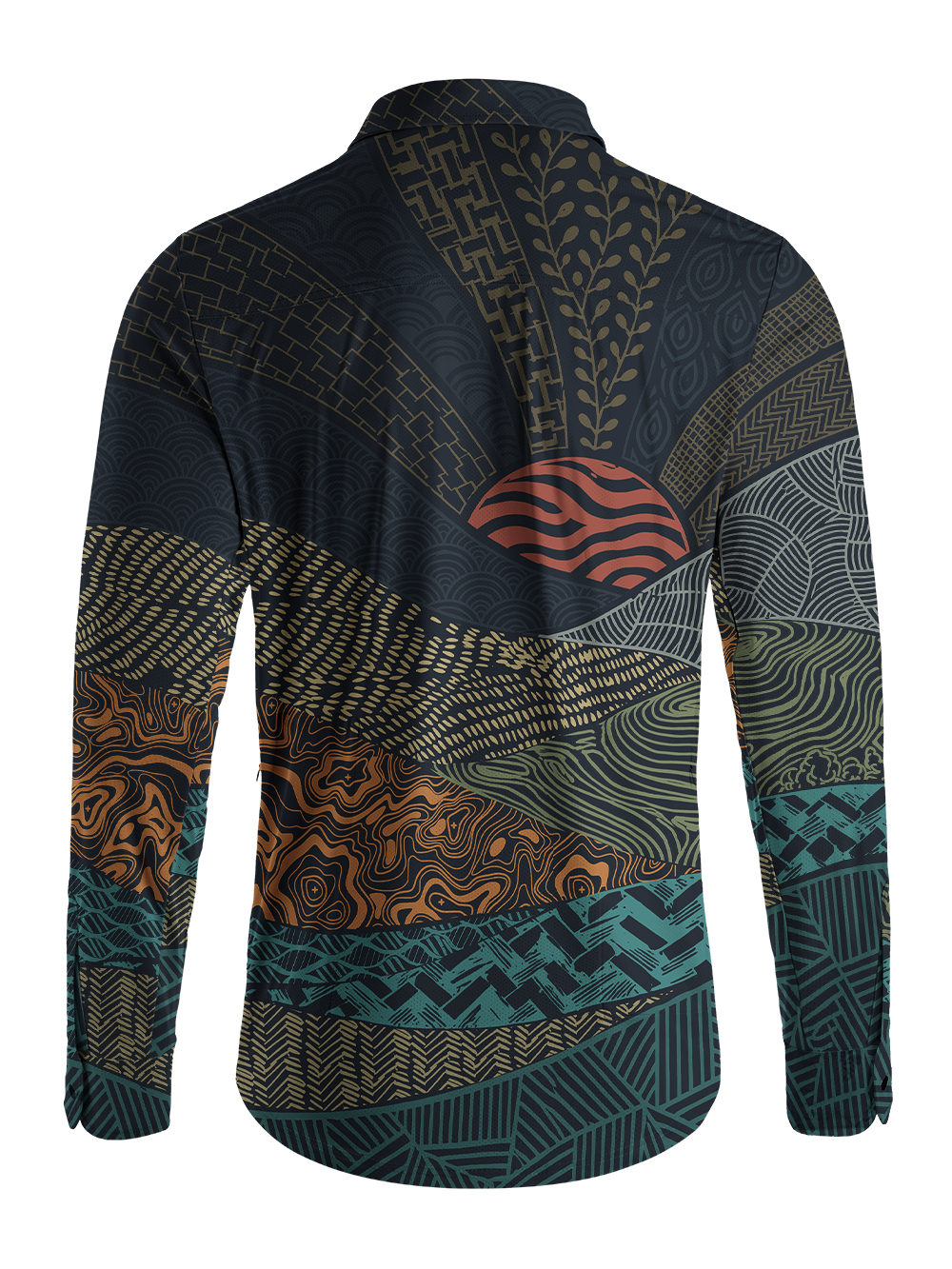 Orionride Dark Line Landscape Men's Stretchy Breathable Long Sleeve Gravel Shirt