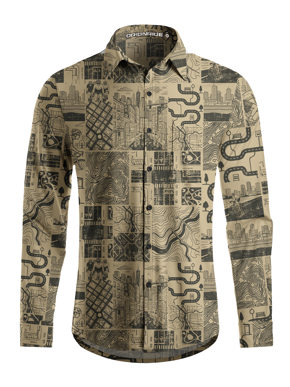 Orionride City Trail Code Men's Stretchy Breathable Long Sleeve Gravel Shirt