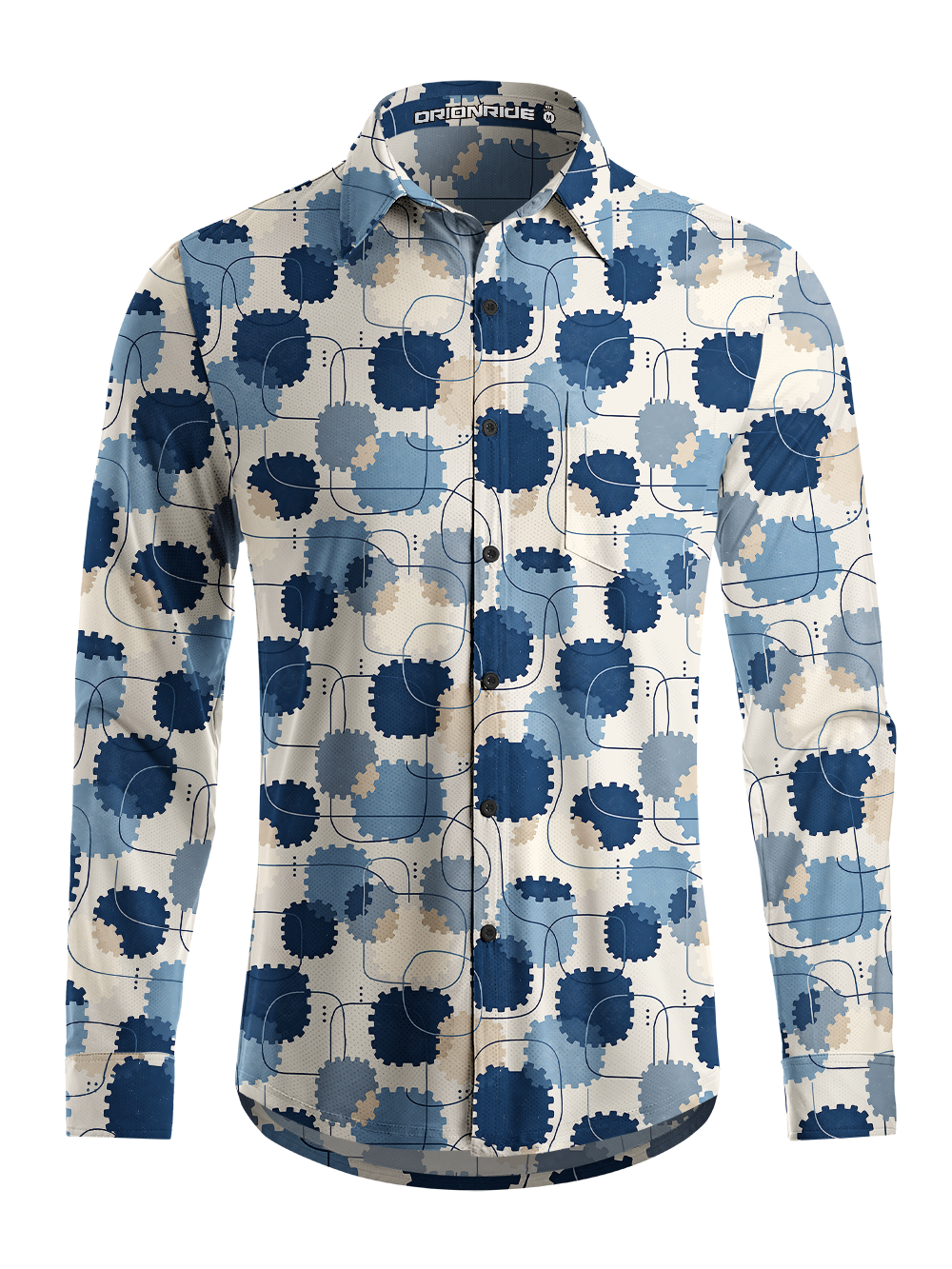 Orionride Interlocking Rhythm Men's Stretchy Breathable Long Sleeve Gravel Shirt