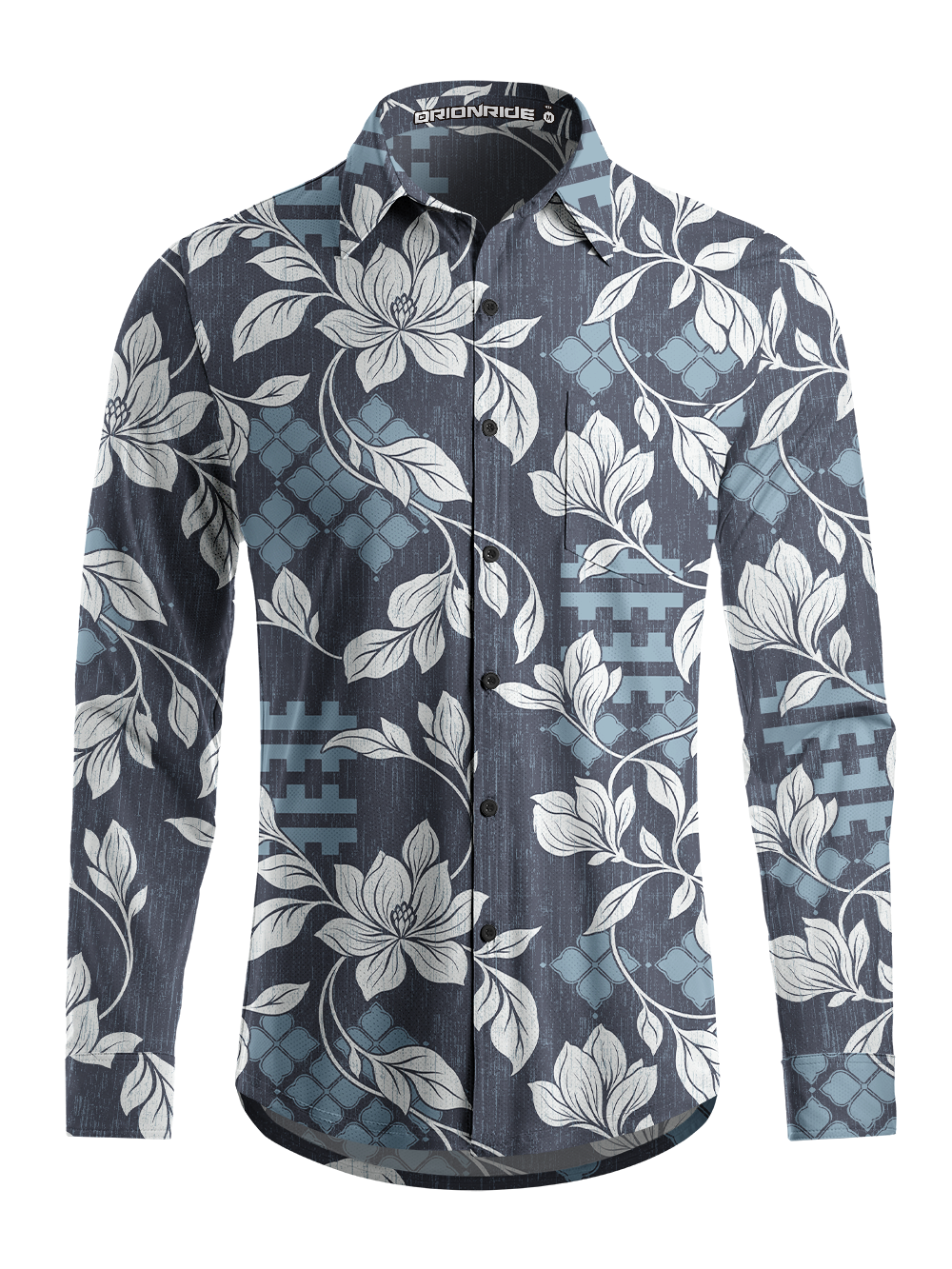 Orionride Retro Aloha Men's Stretchy Breathable Long Sleeve Gravel Shirt