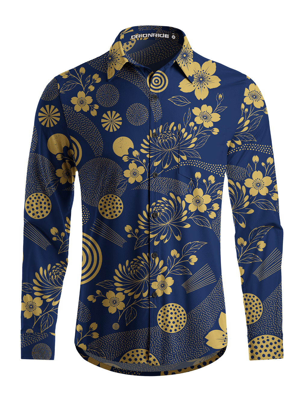 Orionride Graphic Bloom Men's Stretchy Breathable Long Sleeve Gravel Shirt