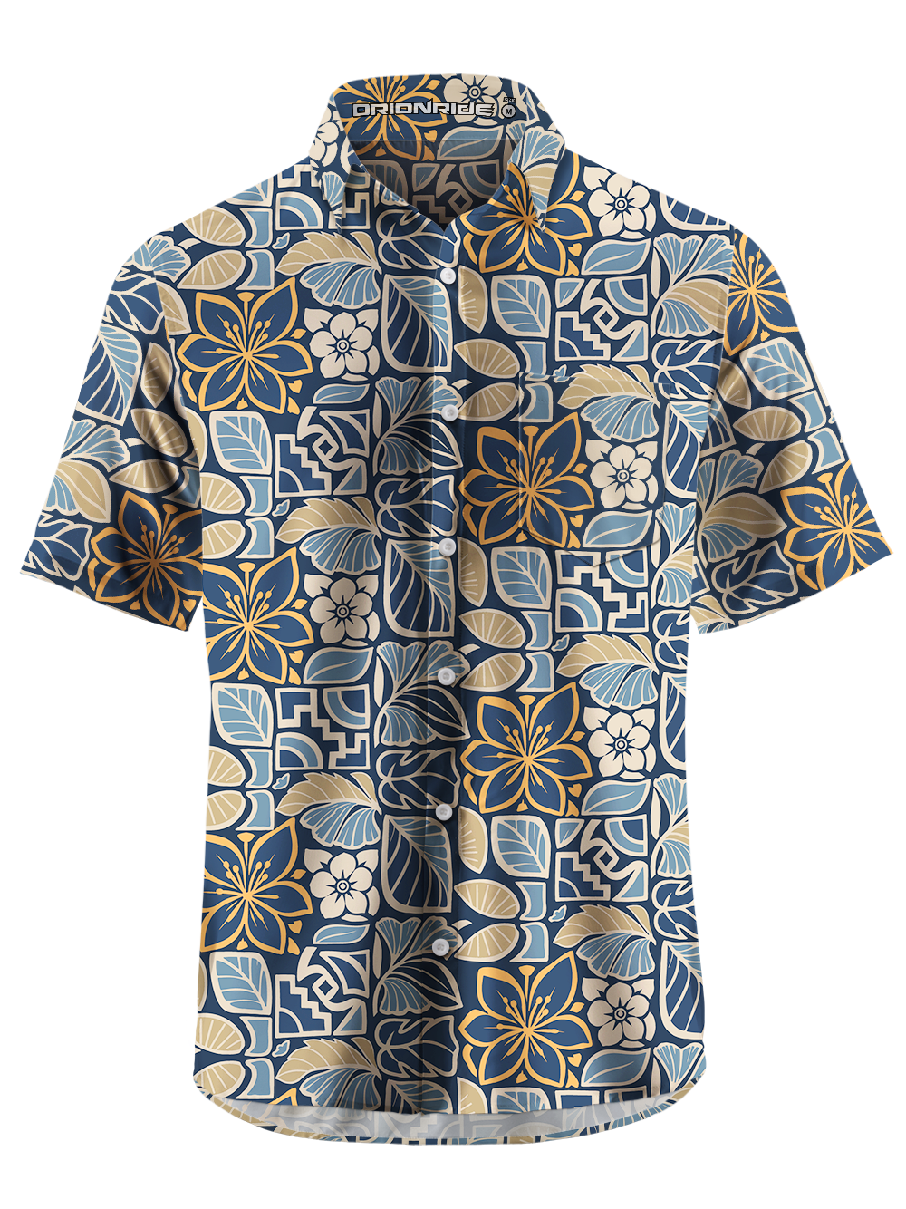 Orionride Tropical Mosai Zipper Pockets Ultra Lightweight Short Sleeves Gravel Shirt