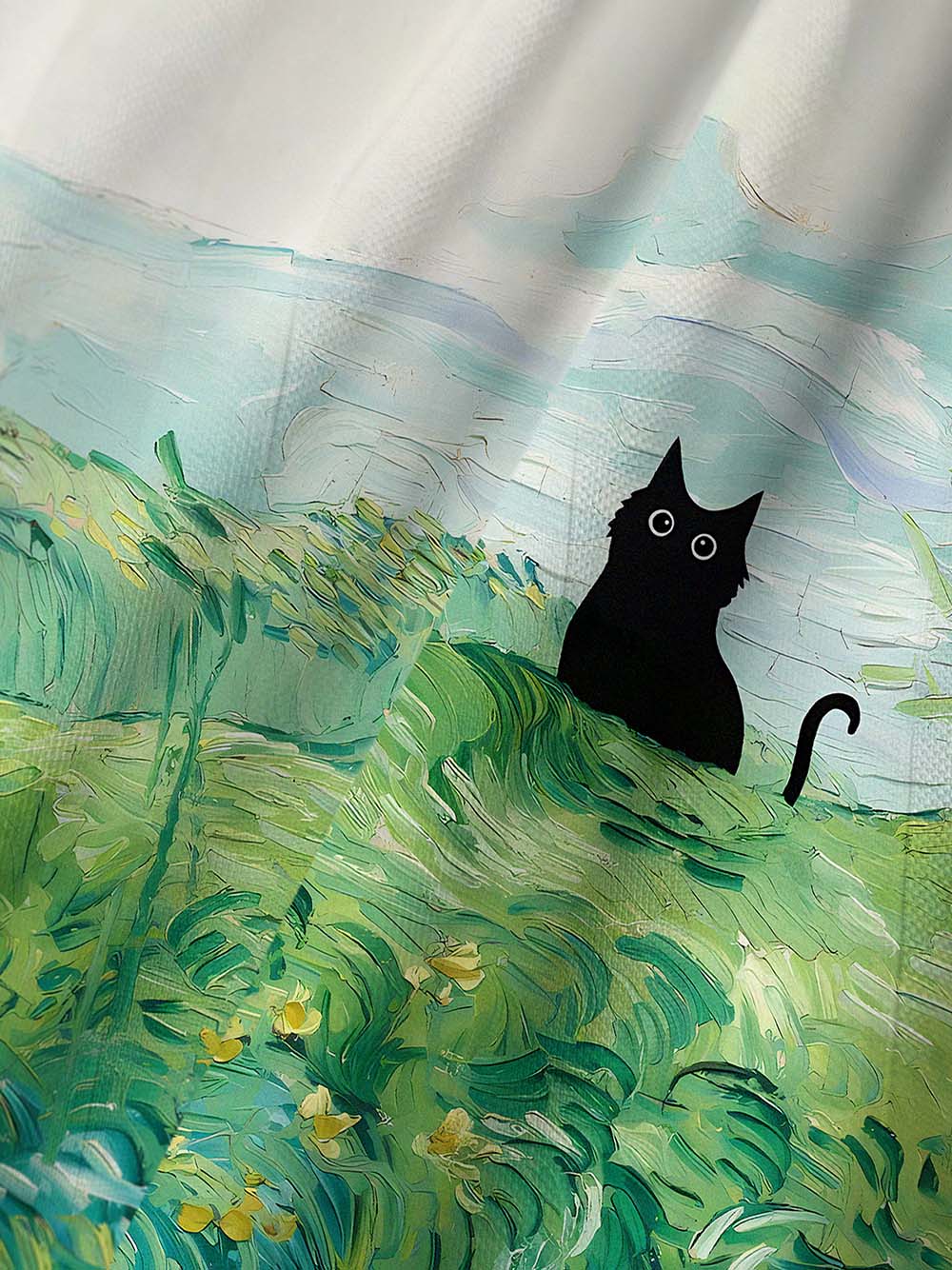 Orionride Oil Painting Black Cat Collar Mesh Jersey