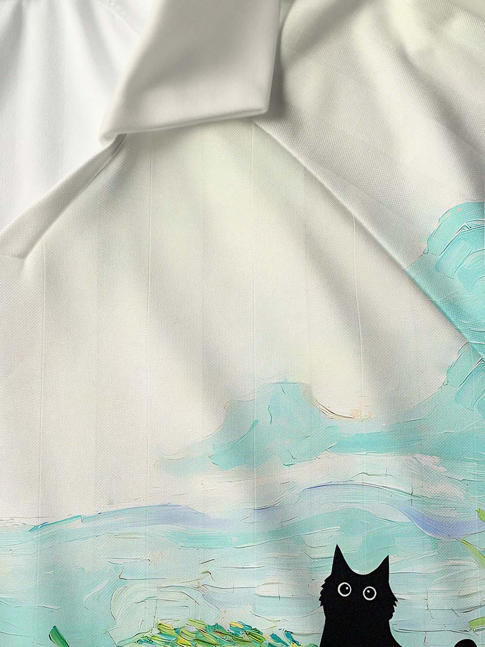 Orionride Oil Painting Black Cat Collar Mesh Jersey