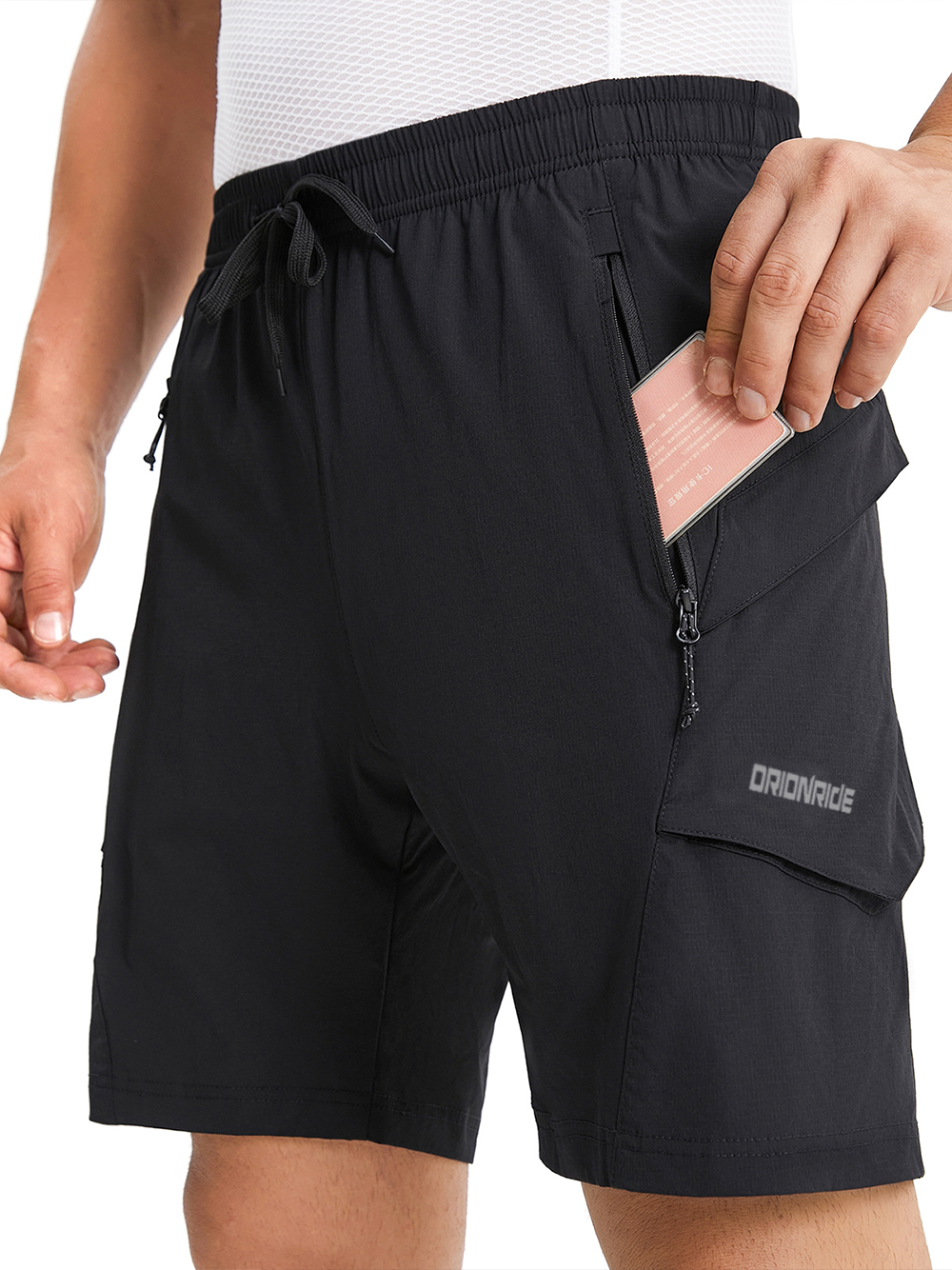 Orionride 2-in-1 Padded Bike Shorts Loose Fit Water-Resistant Black