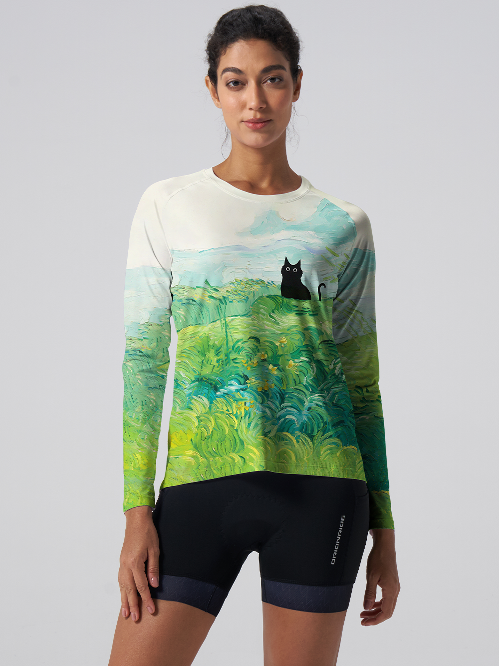 Orionride Oil Painting Black Cat Women's Quick Dry Downhill Jersey