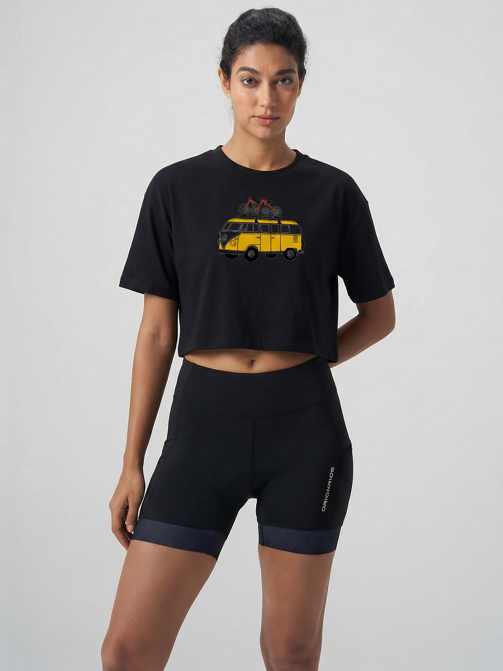 Orionride Yellow Bus Women's Oversize Cycling Crop Tops