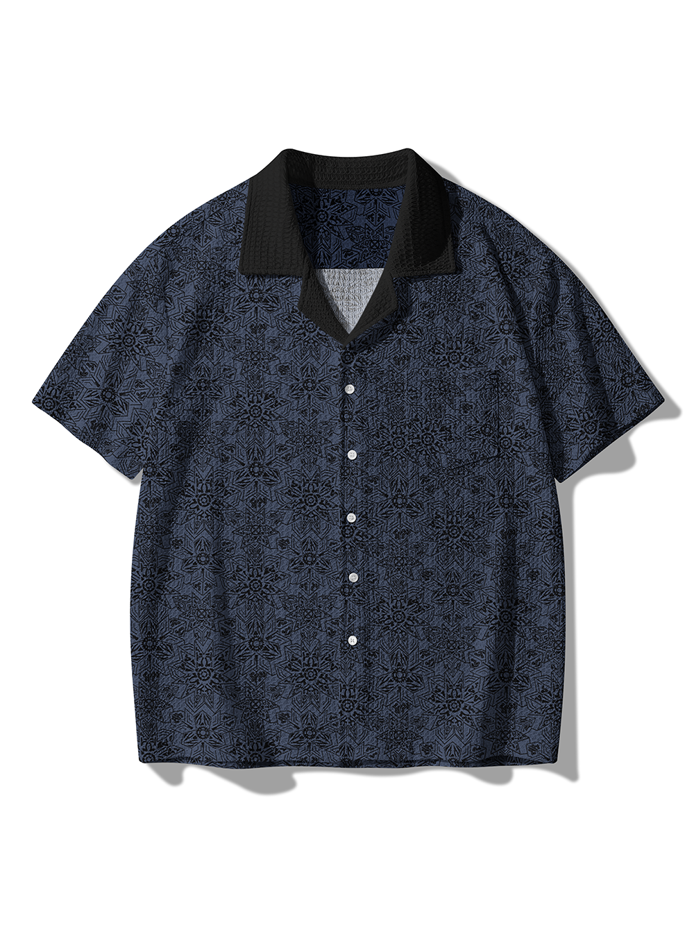 Orionride Snowflake-Shaped Parts Men's Camp Collar Knitted Shirt