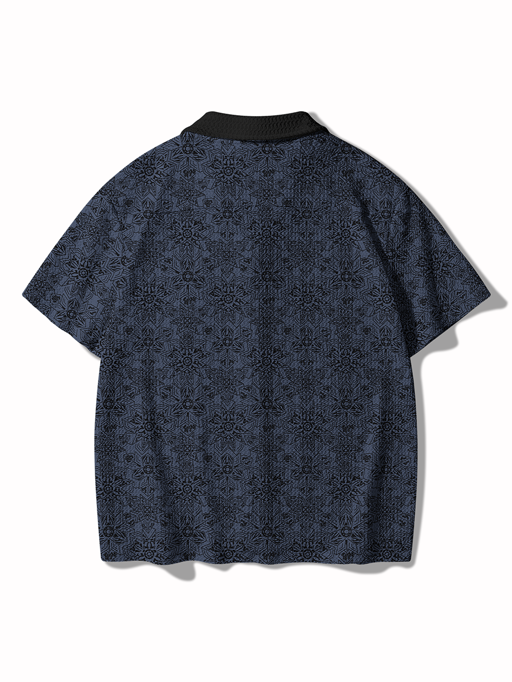 Orionride Snowflake-Shaped Parts Men's Camp Collar Knitted Shirt